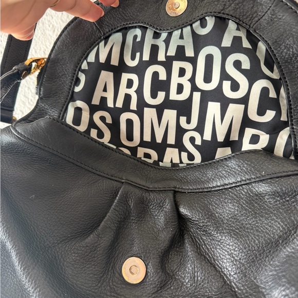 Marc Jacobs Black Leather Hobo Bag with Gold Accents - Picture 7 of 15
